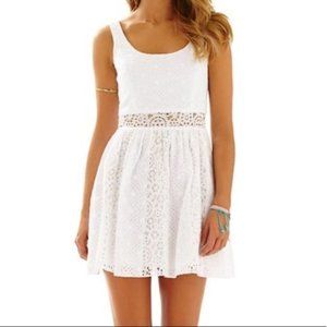 Lilly Pulitzer Women's Rosemarie Eyelet Scoop Neck Dress Sleeveless White Size 4